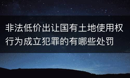 非法低价出让国有土地使用权行为成立犯罪的有哪些处罚