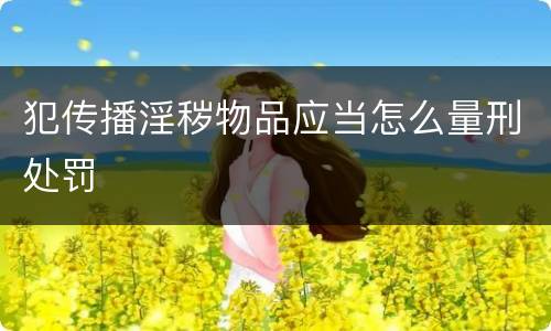 犯传播淫秽物品应当怎么量刑处罚
