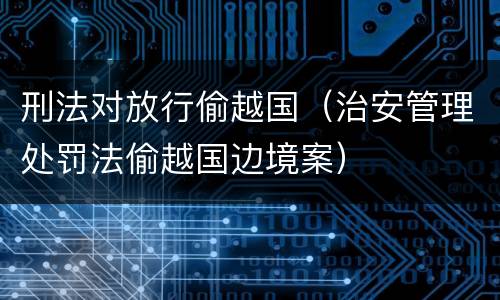刑法对放行偷越国（治安管理处罚法偷越国边境案）