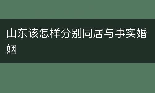 山东该怎样分别同居与事实婚姻