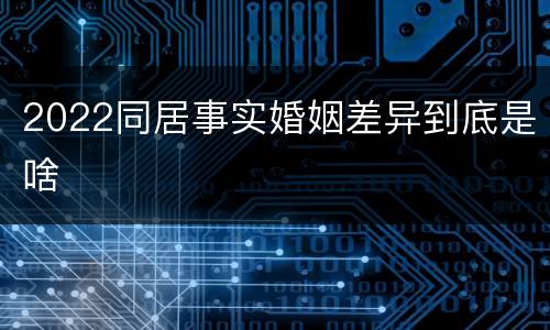 2022同居事实婚姻差异到底是啥