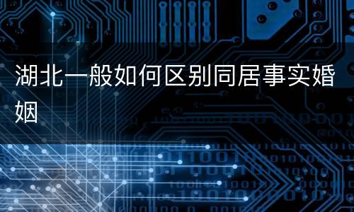 湖北一般如何区别同居事实婚姻