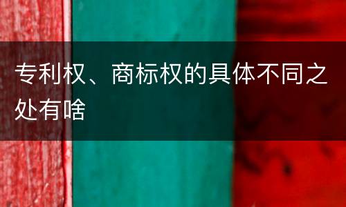 专利权、商标权的具体不同之处有啥