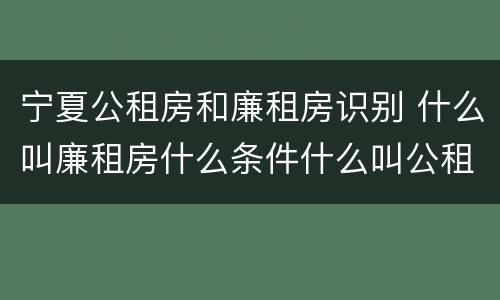 宁夏公租房和廉租房识别 什么叫廉租房什么条件什么叫公租房