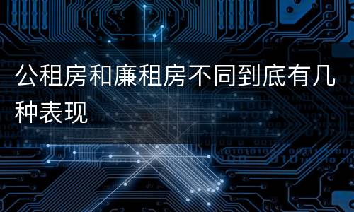 公租房和廉租房不同到底有几种表现