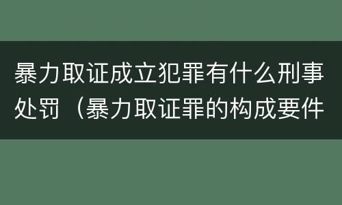 暴力取证成立犯罪有什么刑事处罚（暴力取证罪的构成要件）