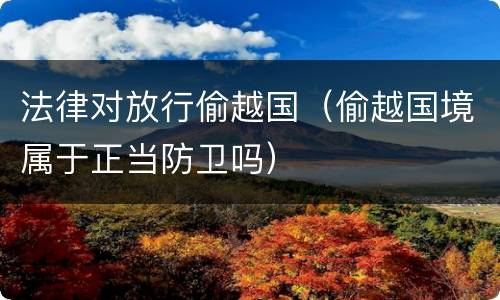 法律对放行偷越国（偷越国境属于正当防卫吗）