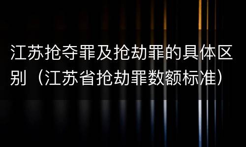 江苏抢夺罪及抢劫罪的具体区别(江苏省抢劫罪数额标准)