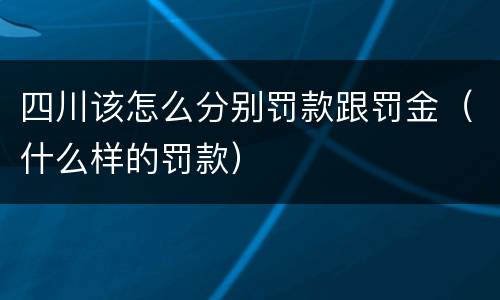 四川该怎么分别罚款跟罚金（什么样的罚款）
