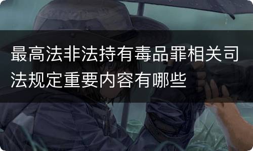 最高法非法持有毒品罪相关司法规定重要内容有哪些