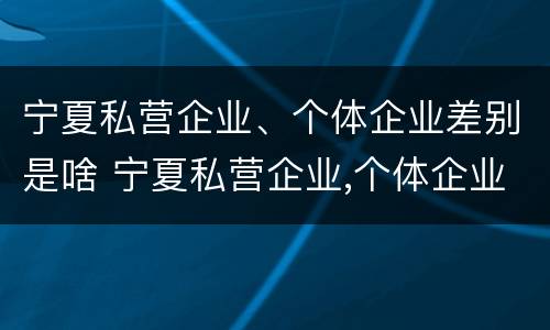 宁夏私营企业、个体企业差别是啥 宁夏私营企业,个体企业差别是啥样的