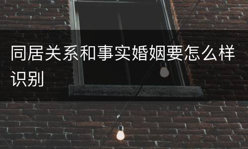 同居关系和事实婚姻要怎么样识别