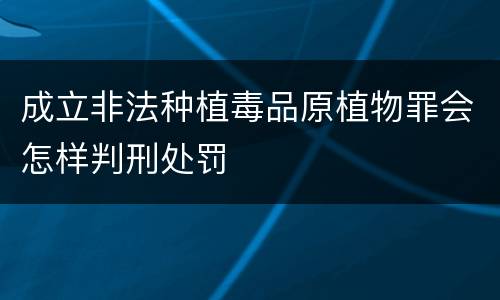 成立非法种植毒品原植物罪会怎样判刑处罚