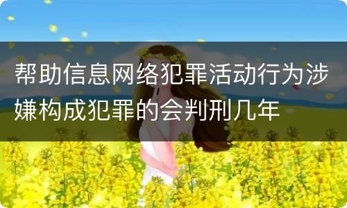 帮助信息网络犯罪活动行为涉嫌构成犯罪的会判刑几年