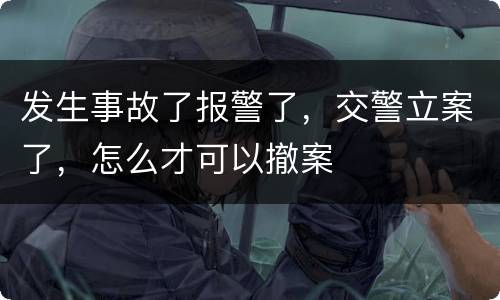 发生事故了报警了，交警立案了，怎么才可以撤案