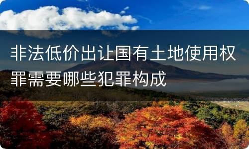 非法低价出让国有土地使用权罪需要哪些犯罪构成