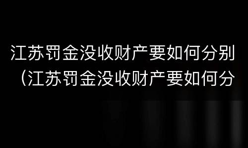 江苏罚金没收财产要如何分别（江苏罚金没收财产要如何分别缴纳）