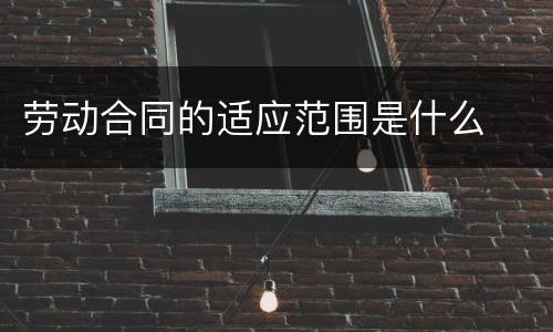 劳动合同的适应范围是什么