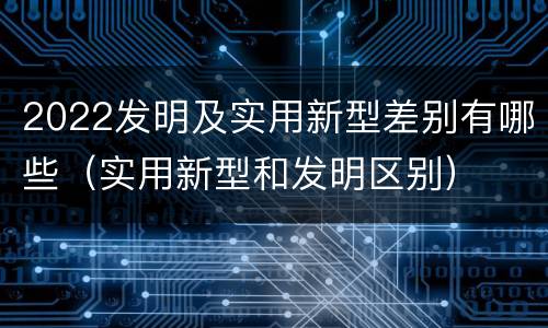 2022发明及实用新型差别有哪些（实用新型和发明区别）