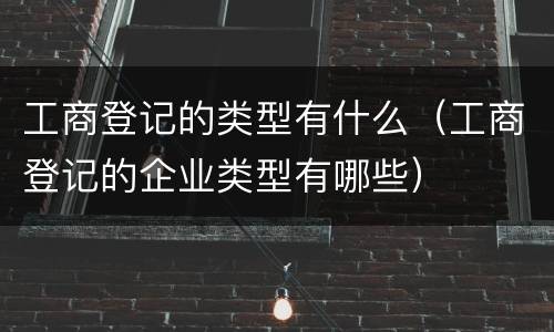 工商登记的类型有什么（工商登记的企业类型有哪些）