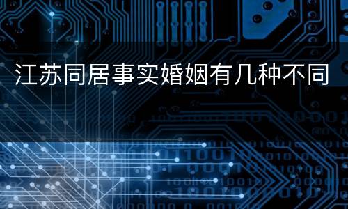 江苏同居事实婚姻有几种不同