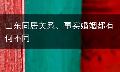 山东同居关系、事实婚姻都有何不同