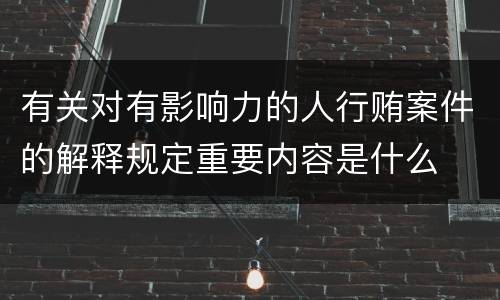 有关对有影响力的人行贿案件的解释规定重要内容是什么