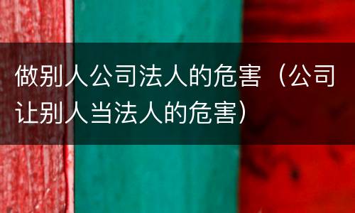做别人公司法人的危害（公司让别人当法人的危害）