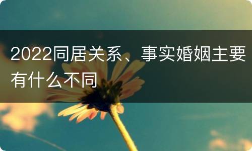 2022同居关系、事实婚姻主要有什么不同