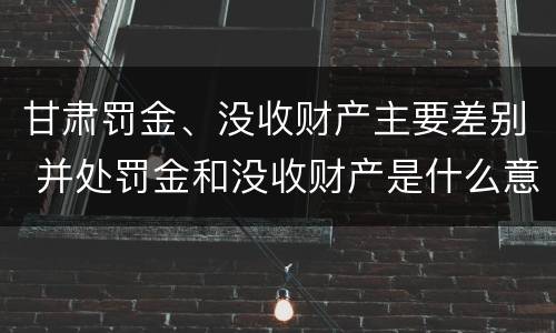 甘肃罚金、没收财产主要差别 并处罚金和没收财产是什么意思