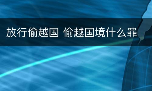 放行偷越国 偷越国境什么罪
