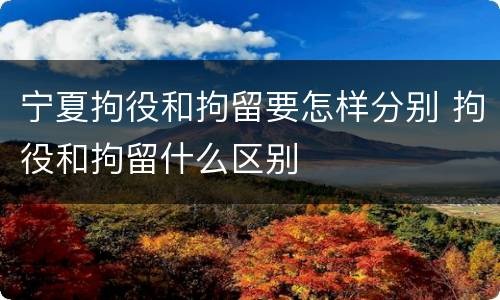宁夏拘役和拘留要怎样分别 拘役和拘留什么区别