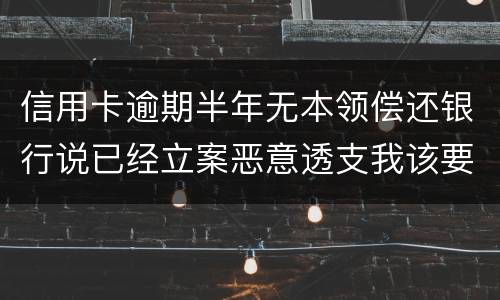 信用卡逾期半年无本领偿还银行说已经立案恶意透支我该要怎样办