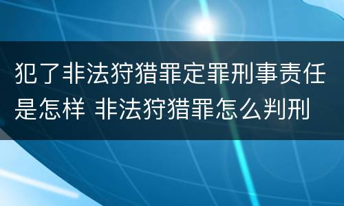 犯了非法狩猎罪定罪刑事责任是怎样 非法狩猎罪怎么判刑