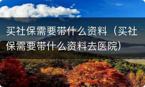 买社保需要带什么资料（买社保需要带什么资料去医院）