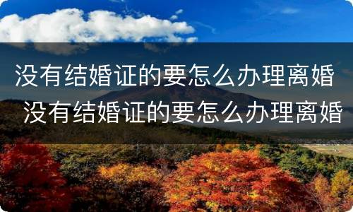 没有结婚证的要怎么办理离婚 没有结婚证的要怎么办理离婚手续