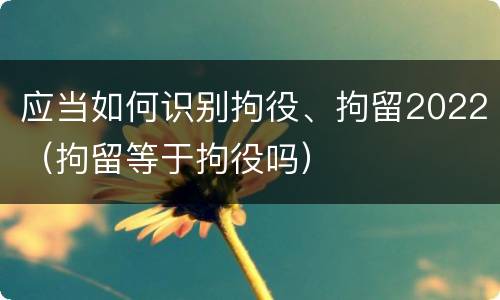 应当如何识别拘役、拘留2022（拘留等于拘役吗）