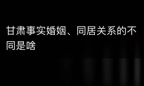甘肃事实婚姻、同居关系的不同是啥