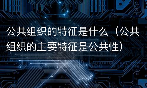 公共组织的特征是什么（公共组织的主要特征是公共性）