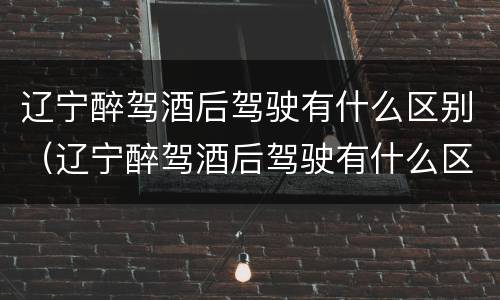 辽宁醉驾酒后驾驶有什么区别（辽宁醉驾酒后驾驶有什么区别啊）