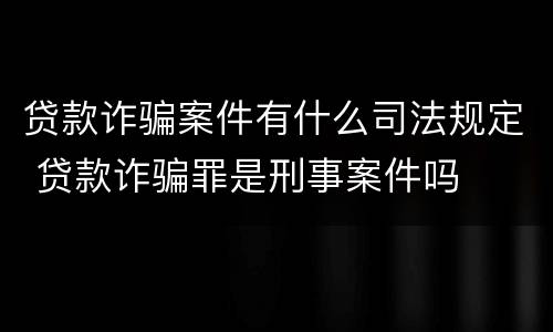 贷款诈骗案件有什么司法规定 贷款诈骗罪是刑事案件吗
