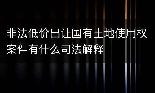 非法低价出让国有土地使用权案件有什么司法解释