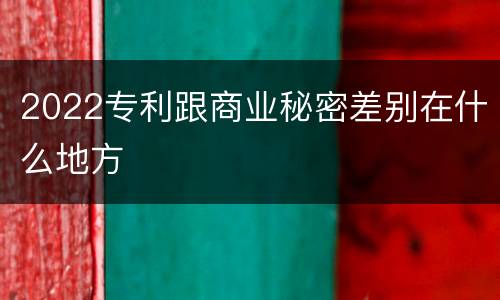 2022专利跟商业秘密差别在什么地方