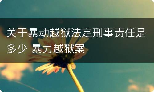 关于暴动越狱法定刑事责任是多少 暴力越狱案