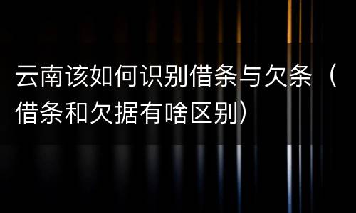 云南该如何识别借条与欠条（借条和欠据有啥区别）