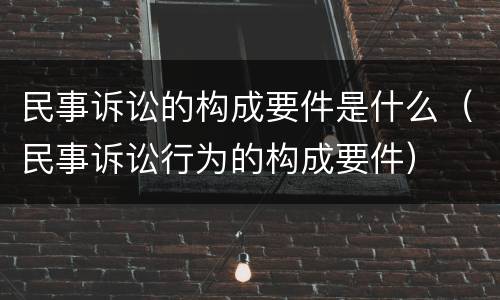 民事诉讼的构成要件是什么（民事诉讼行为的构成要件）