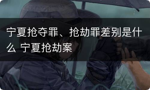 宁夏抢夺罪、抢劫罪差别是什么 宁夏抢劫案