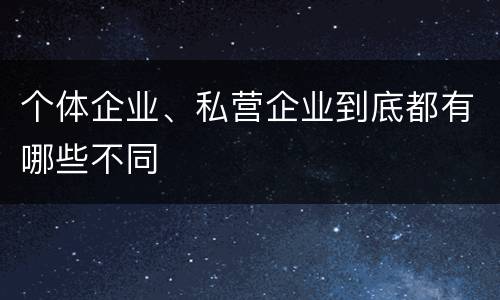 个体企业、私营企业到底都有哪些不同