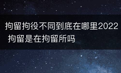 拘留拘役不同到底在哪里2022 拘留是在拘留所吗