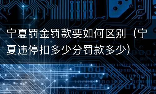 宁夏罚金罚款要如何区别（宁夏违停扣多少分罚款多少）